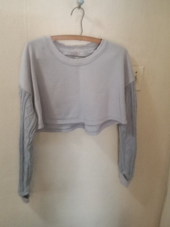 FP Movement by Free People Tops - Free People Movement Sz S light blue very cropped Sweater - cable knit sleeves